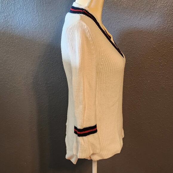 CABI Ace V-Neck Varsity Pull Over Pop Over Bell Sleeves Sweater Size Small - Picture 4 of 9
